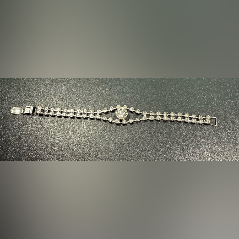 Vintage Coro Pegasus Rhinestone Bracelet Silver Tone Mid-Century Jewelry